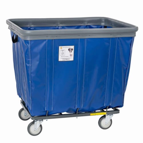 R&B Wire 16 Bushel Vinyl Basket Truck w/Sewn-In Air Cushion, All Swivel Casters, Blue